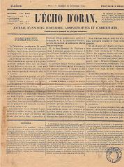 ECHO D ORAN N° 1 DU 12 OCTOBRE 1844